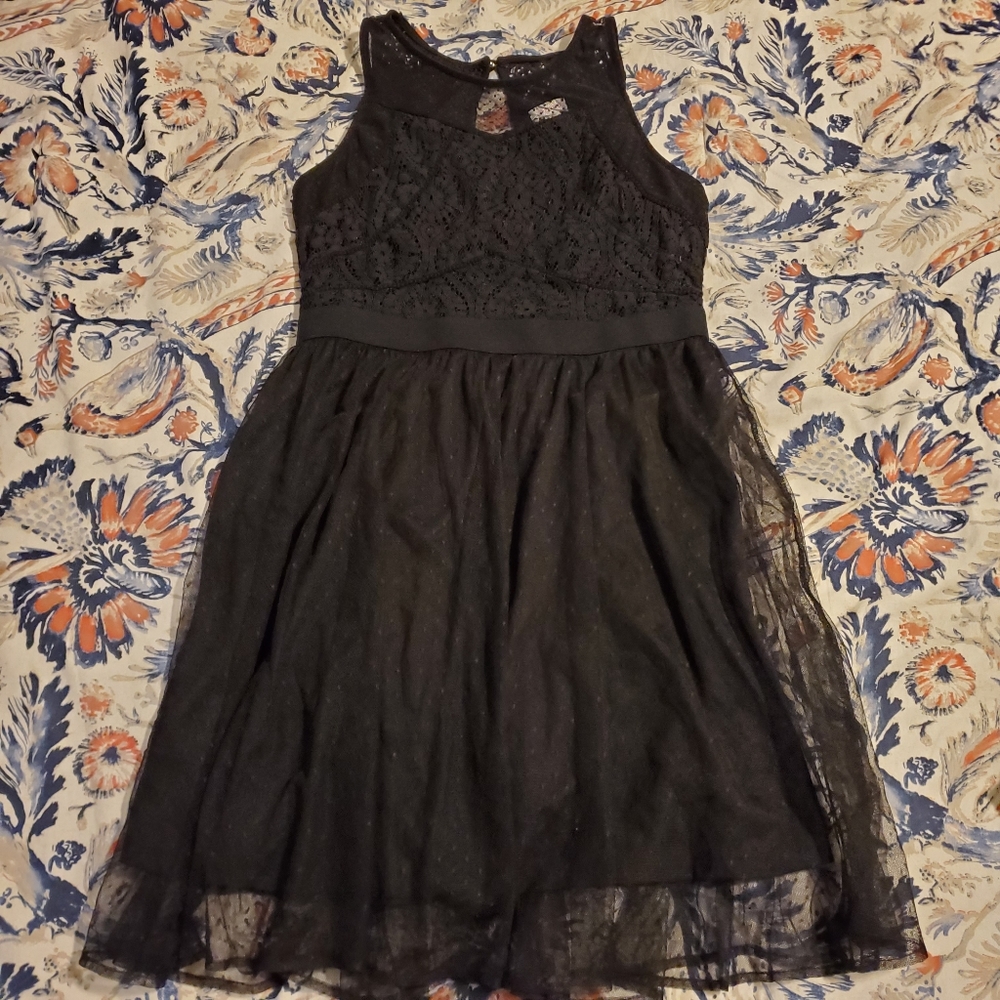 Girls Black Mesh Tulle Dress